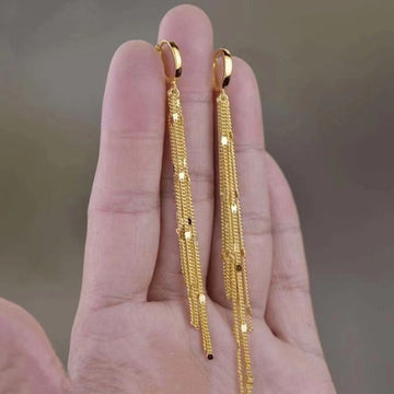 E1603 - Golden Tassel Long Earrings